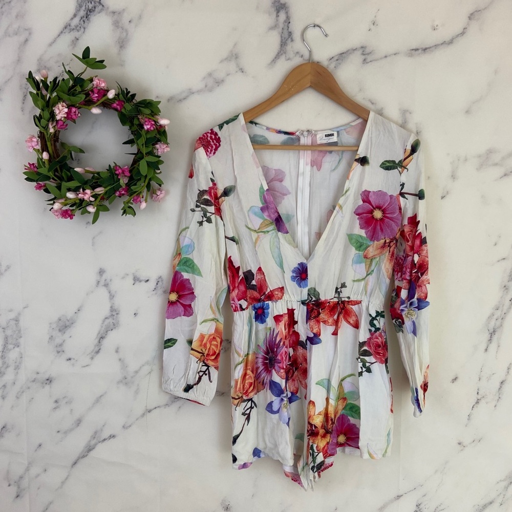 🌸SOLD🌸Rumor Boutique Floral Long Sleeve Romper - Picture 1 of 7